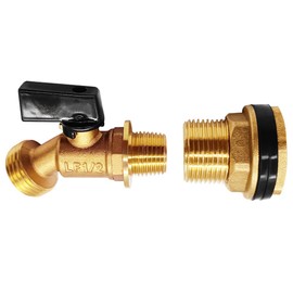 Joywayus Brass Water Container/Rain Barrel Spigot 3/4" to 1/2" Male Threaded Quarter Turn Ball Valve & 1/2" Female to 3/4" Male Threaded Bulkhead Fitting Water Tank Connector