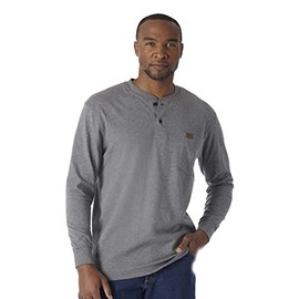 Wrangler Riggs Workwear mens Long Sleeve henley shirts, Charcoal Gray, XX-Large US