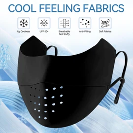LaNikar UV Face Mask Sun Protective UPF 50+ Ice Silk Washable Reusable Face Cover Elastic Breathable Golf Sports Face Mask (Black 5pcs)