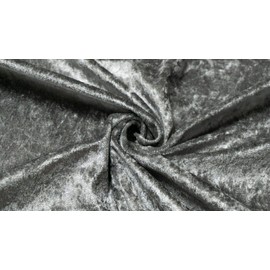 Fancy Textiles Premium Glitz Crushed Velvet Stretch Velour Fabric Material 60'' Wide (Grey, 1 Meter(pre Cut))
