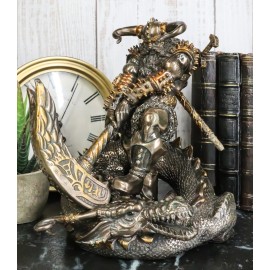 Thor Ragnarok Figurine Norse Donar Slaying Midgard Dragon With Mjolnir Hammer