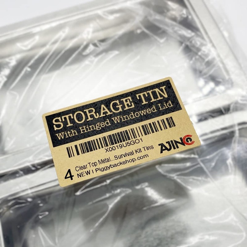 Clear Top Metal Tin Box 7oz Plain Silver Hinged Blank