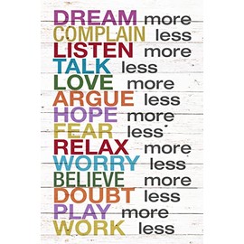Dream More, Worry Less- Metal Wall Art, This Rustic Inspirational Retro Metal Tin Sign Wall Art Is Perfect for Classroom, Home, Office Decor, Best Desk Accessories & Christian Gifts, Unframed- 12x18