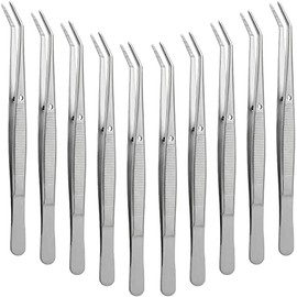 Pinzas de Acero Inoxidable con Punta Dentada Curva Pinzas Multiusos Pinzas para Máquina de Coser Pinzas de Fórceps para Artesanía, Plata (10)