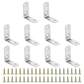 PATIKIL Stainless Steel Corner Braces 1.57 x 1.57 Inch,24 Pieces L Bracket Joint Right Angle Support Bracket L Shaped Corner Fasteners with Screws for Shelves, Silver