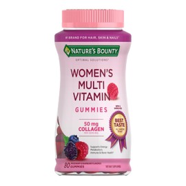Nature's Bounty Optimal Solutions Women's Multivitamin, Immune and Cellular Energy Support, Bone Health, Raspberry Flavor, 80 Gummies, 40 Total Servings