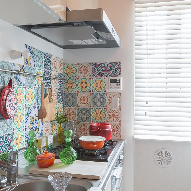 ニトムズ decolfa(デコルファ) タイルステッカー ブルー 4枚入り