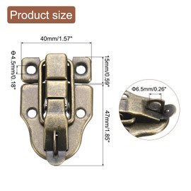 sourcing map 8 Pcs Duck-Billed Hasp Lock, 60 x 40mm Retro Box Toggle Latch Metal Buckle Hasp Clasp with Padlock Hole with Screws for Jewelry Box Suitcase Toolbox Wooden Case, Bronze