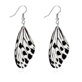 ONLYJUMP Colorful Acrylic Wing Earrings Cute Insect Moth Wing Earrings Simulation Insect Butterfly Wing Drop Earrings for Women Funny Vacation Jewelry (White)