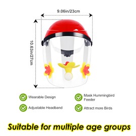 Firmlly Hummingbird Feeder Helmet | Hands-Free Bird Feeder for Adults | 3 Feeding Ports Design | Adjustable Headband 18"-24" | Lightweight PVC, Weather Resistant (Yellow)