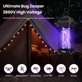LiBa LED Bug Zapper Outdoor, Electric Mosquito Killer Insect Zapper Lantern for Home Yard Garden Patio Farm Indoor, Fly Zapper Trap with 11-Year Lifespan Bug Lamps for Precision Attraction
