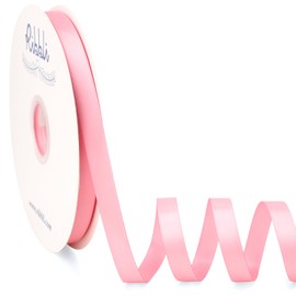Ribbli Pink Satin Ribbon Double Faced Satin 1/2 Inch x Continuous 100 Yards-Pink Ribbon for Gift Wrapping Crafts Wedding Decoration Bows Bouquet Floral Arrangement