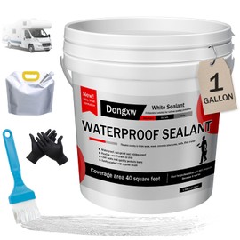 Dongxw Self-Leveling RV Roof Sealer White – 1 Gallon RV Caulk, Lap Sealant for RVs Roofs – Waterproof Sealant for Repairing and Maintaining Leaks on Camper Roofs and Trailers