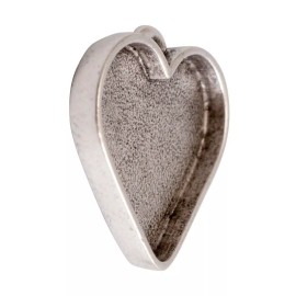 Nunn Designs Pendant, Heart, 1 Antiqued Sterling Silver Plated Pewter 33x29mm Large Bezel *