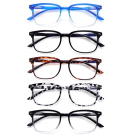 STASTEND 5 Pack Reading Glasses Blue Light Blocking for Women,Computer Readers with Spring Hinge (Multicolor-C1, 0.75, multiplier_x)
