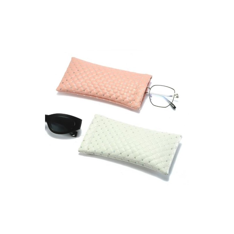 [dot knot] サングラスケース おしゃれ キルティング メガネケース コンパクト ばね式 18cm x