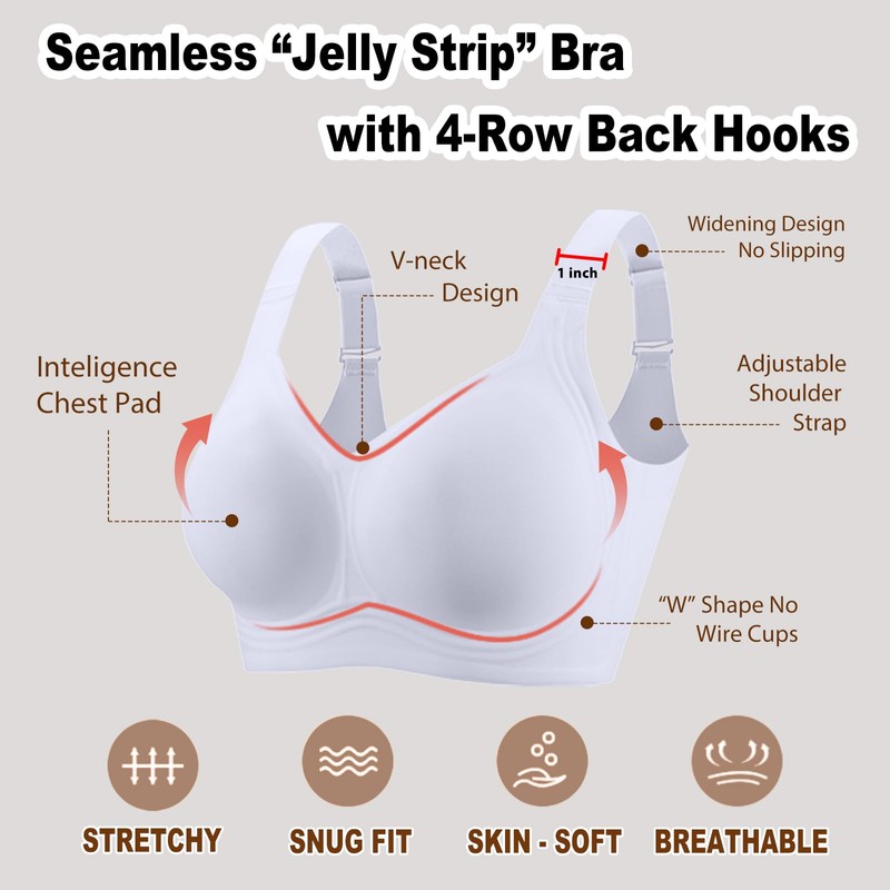 PoseFree Supportive Bras Back Fat Coverage Plus Size Full Coverage