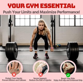 Teun Teun Glitter Wrist Straps for Weightlifting Pink Leather Gym Lifting Straps for Deadlifts, Weight Grips with Neoprene Padded Wrist Wraps Support