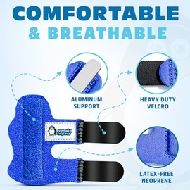 Penguin Fingers Envoltura de férula para dedos - Velcro ajustable resistente, soporte de ángulo ajustable rígido, talla única para la mayoría, sin látex, alivio del dolor para lesiones de dedos