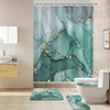 Onlalasyc Turquoise Marble Shower Curtain Set, Gold Cracked Lines Gilt