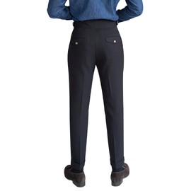 CHOKMAR Men's Classic Gurkha Naples Italian Style Dress Pants No Need to tie a Belt (US, Waist Inseam, 34, 31, Black)