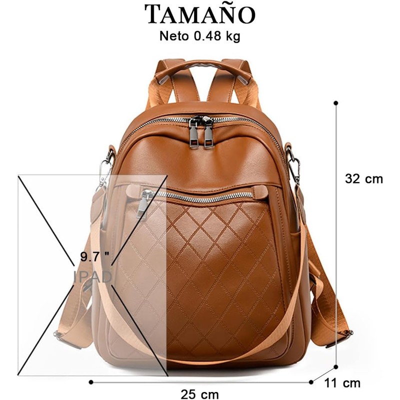 Mochilas para Mujer 3 en 1 Cuero PU Impermeable Antirrobo