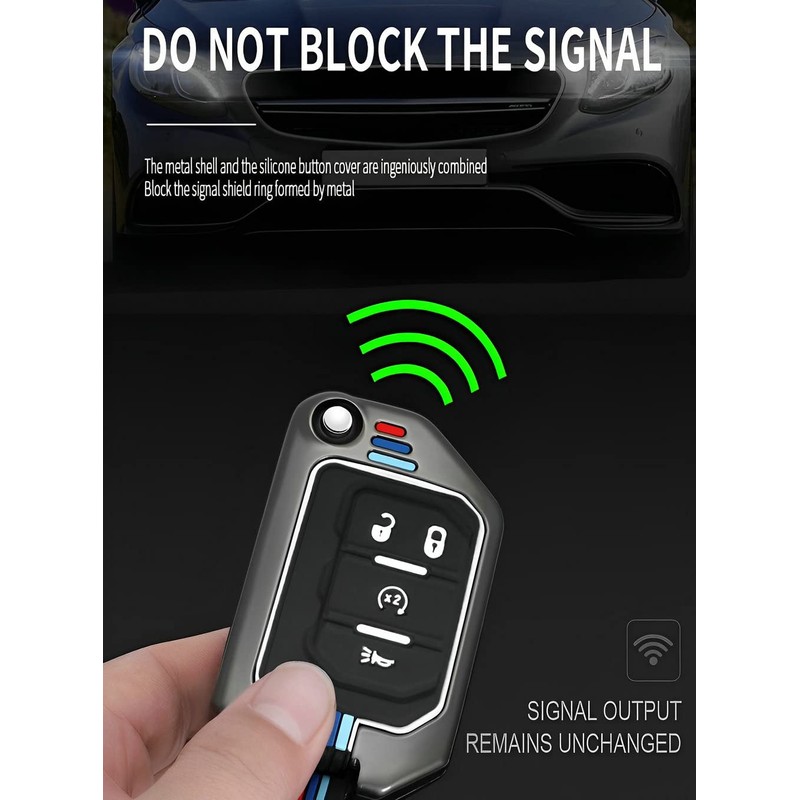 YONUFI for Jeep Key Fob Cover Metal key Case Compatible