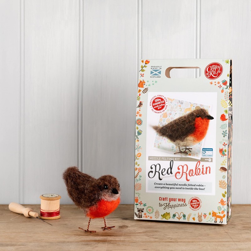 The Crafty Kit Company British Birds Robin Needle Felting Kit