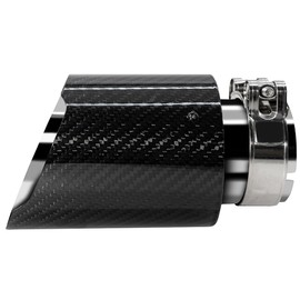 Bielpord - Puntas de escape de coche de fibra de carbono de 2.5 pulgadas de entrada de 3.5 pulgadas, tubo de escape de cola de garganta, tubo de escape plateado no apto para pistas