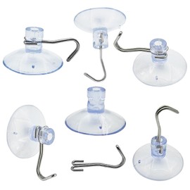 Suction Cups Hooks Clear PVC Plastic Suction Holder Suction Pads Removable Reusable for Kitchen Bathroom Wall Window Glass Door Tiles Organization Christmas Decoration Aquarium fish tank (6 PCS)
