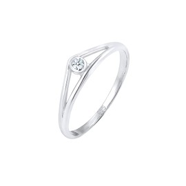 Elli Diamonds Women's Engagement Ring Geo with Diamond (0.03 ct.) in 925 Sterling Silver, Sterling Silver, Diamond