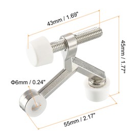 sourcing map Door Stoppers, 3Pcs 2-1/6" x 1-7/9" - Zinc Alloy Hinge Pin Door Stop, K Type Adjustable Door Stopper with Rubber Bumper Tips (Nickel)