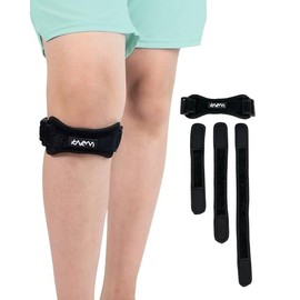 KARM Osgood Schlatter - Correa de rodilla para niños, con 3 correas ajustables de diferentes longitudes para deportes, dolor de rodilla y MCL. Rodillera para niños y niñas (1 unidad; negro)