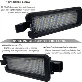 Gorromp White LED License Plate Light for 2015-2023 Chrysler 300, 2017-2023 Chrysler Pacifica, 2020-2023 Chrysler Voyager Rear Number Licence Tag Lamp Lights Assembly No.# 68211290AB 68582284AA