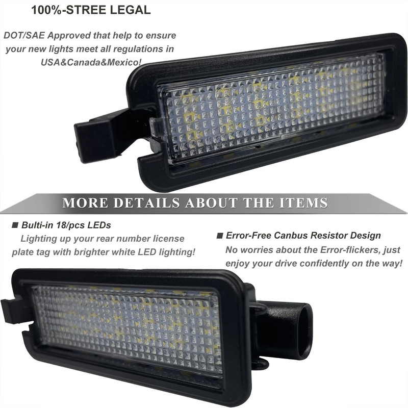 Gorromp White LED License Plate Light for 2015-2023 Chrysler 300,
