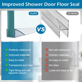 Inscrip Shower Seal, Splash Protection Shower Seal, Shower Door Seal, Water Deflector with Sealing Lip, Shower Screen Shower Cubicle, for All Shower Doors, Shower, Bathtub (Transparent 2 m, for 8-10