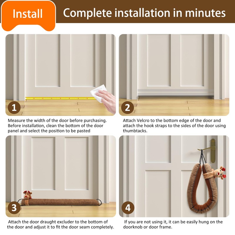 JNUYISW Draught Excluder, 91cm Elk Weighted Draft Excluder for Doors