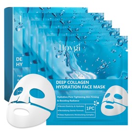 Collagen Deep Hydration Mask, Pack of 4, with Hyaluronic Acid & Glycerine & Oligopeptide-1, Organic Collagen Real Deep Mask, Collagen Overnight Mask, for Anti-Wrinkle Effect, Hydration, Firming