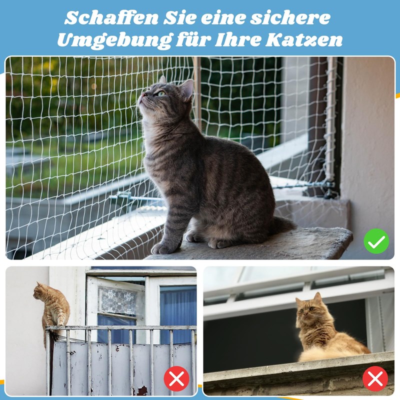 Aystkniet Cat Net for Balcony, Transparent, 6 x 3 m,