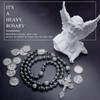 Aswitnove 8mm Hematite Rosary Beads Catholic for Men, Obsidian Rosary