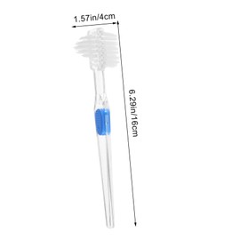 FRCOLOR 3pcs Double Sided Transparent Denture Brush for False Teeth Cleaning Tool for Hard to Reach Surfaces Firm Bristles Non Slip Handle for Easy Control