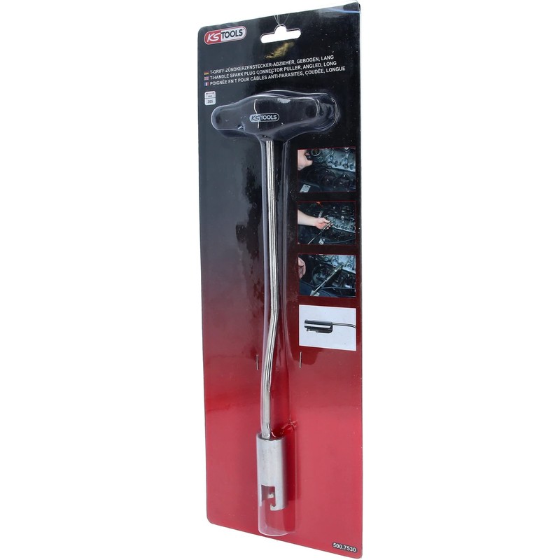 KS Tools 500.7530 T-handle spark plug connector puller, angled, long
