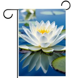 White Lotus Garden Flags 12x18 Inch Double Sided Welcome Yard Flags Small Outdoor Garden Decor for Spring Summer Farmhouse Holiday