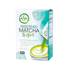 Aiya Sweetened Matcha Powder Sticks - Ceremonial Grade, Vegan & Gluten-Free