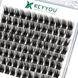 Lash Clusters 96pcs Individual Lashes D Curl 12mm Eyelash Clusters KEYYOU Volume Wispy Lash Extension Soft&Comfortable Easy DIY at Home(Y08,D-12mm)