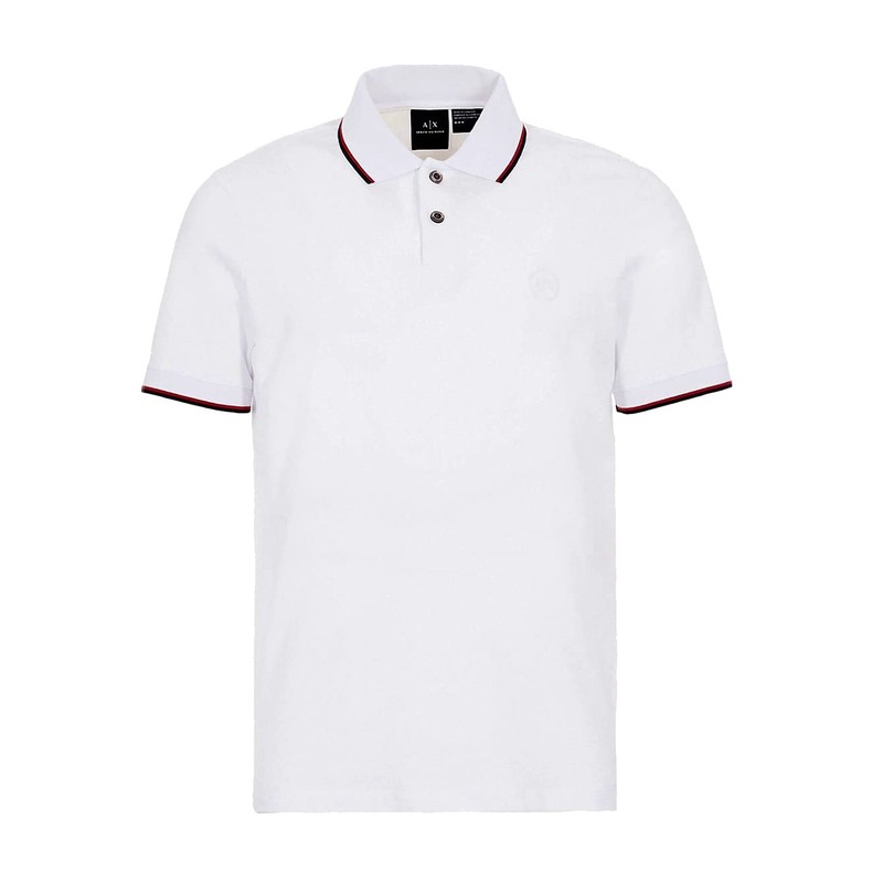 Armani Exchange Men's Double Stripe Polo Shirt, (White 1100), X-Small