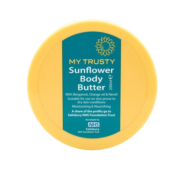 My Trusty Sunflower Body Butter, Suitable for Eczema Prone Skin, Vegan Friendly with Natural Ingredients, Bergamot Orange & Neroli Scent, 200ml
