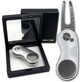 CHAnBAR Golf Green Fork with Magnetic Marker Foldable in Original Case (Silver)
