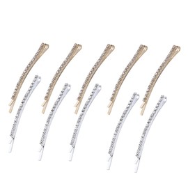 Healvian 10pcs Rhinestone Hairpins Set Golden Silver Crystal Hair Clips Stylish Hair Accessories for Women for Bangs and Everyday Use