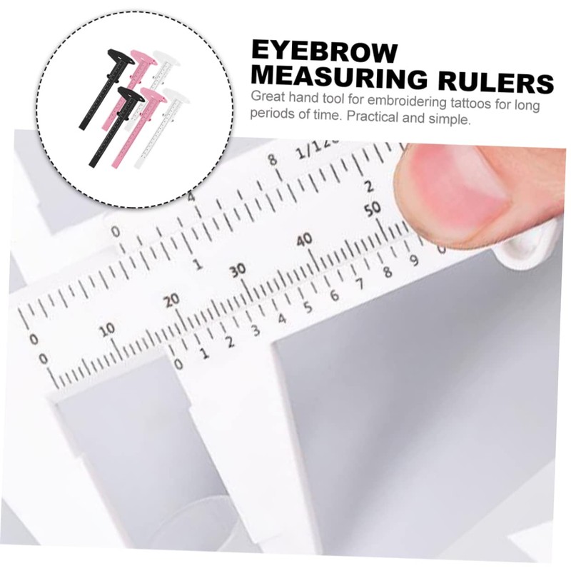 SAFIGLE 6Pcs Eyebrow Measuring Ruler Facial Calipers for Precise Eyebrow